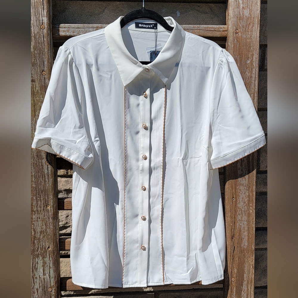 Dainty dreamy white indie folk blouse